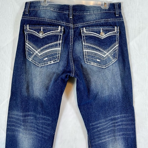 Men’s Indigo People Distressed Straight Leg Jeans Sz 34 x 32 - Picture 7 of 13